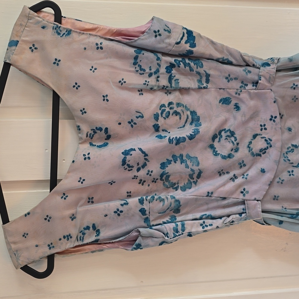 Authentic 1950s Chiffon Floral Overlay Lined A Line Party Dress - Picture 3 of 16